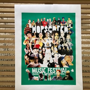 Hopscotch Music Festival Screen Printed Poster Dinosaur Jr Alvvays Pavement Digable Planets Margo Price Japanese Breakfast Kool Keith