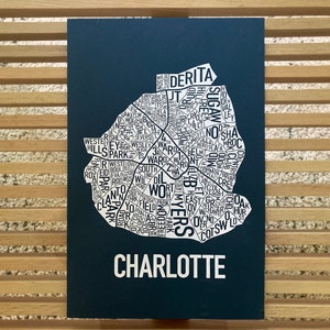 Charlotte, North Carolina Neighborhoods Screen Print image 2