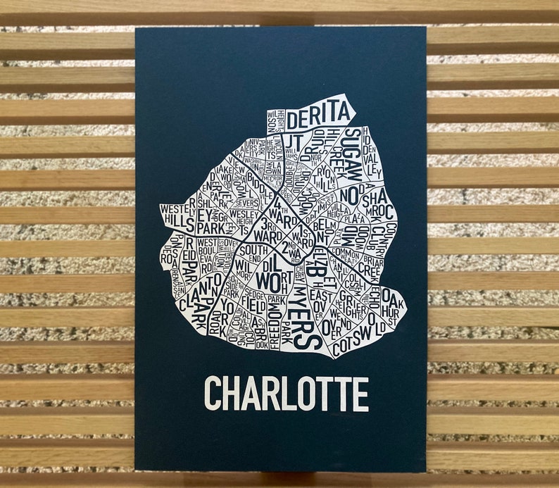 Charlotte, North Carolina Neighborhoods Screen Print image 2