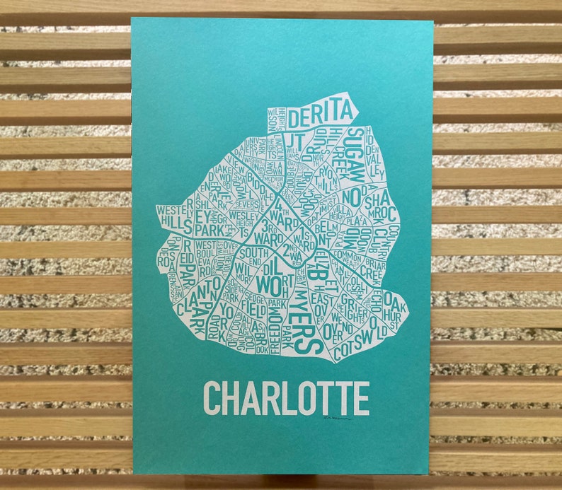 Charlotte, North Carolina Neighborhoods Screen Print image 5