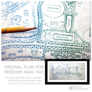 FREEDOM PARK 1945 Silkscreen print Restored from Original Hand Drawn Map image 8