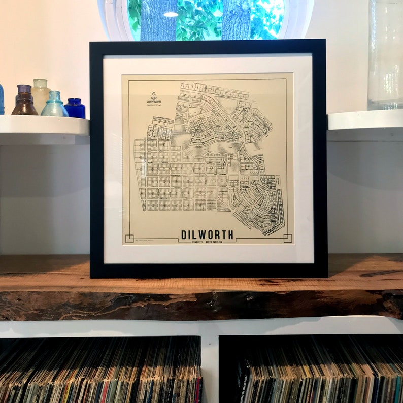 DILWORTH Charlotte Hand drawn Plat Map, Historic 1900-1930s Composite Restoration image 1