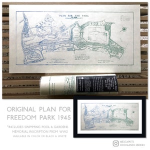 FREEDOM PARK 1945 Silkscreen print Restored from Original Hand Drawn Map image 3