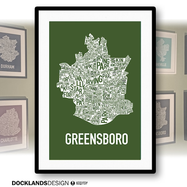 Greensboro Nc Uncg Map Unc Etsy