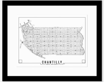 CHANTILLY 1946 Silkscreen Print Restored from Original Real Estate Plot Map