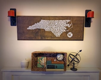 North Carolina Counties Screen Printed Map