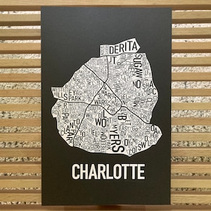 Charlotte, North Carolina Neighborhoods Screen Print