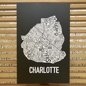 Charlotte, North Carolina Neighborhoods Screen Print image 1