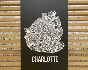 Charlotte, North Carolina Neighborhoods Screen Print