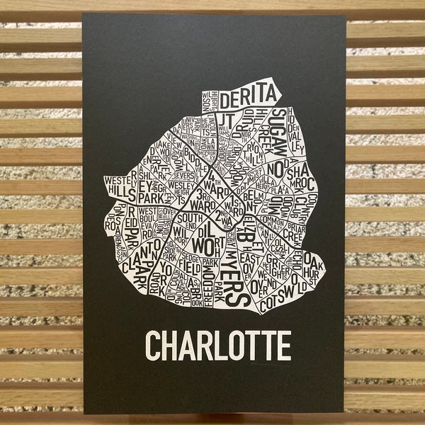 Charlotte, North Carolina Neighborhoods Screen Print