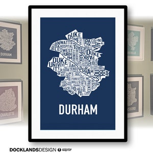 Durham, North Carolina Neighborhood Screen Print Map