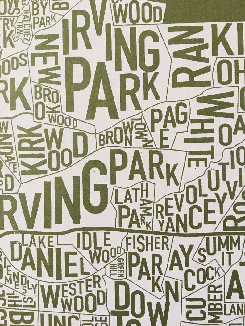 Greensboro North Carolina Screen Print Neighborhood Map Etsy