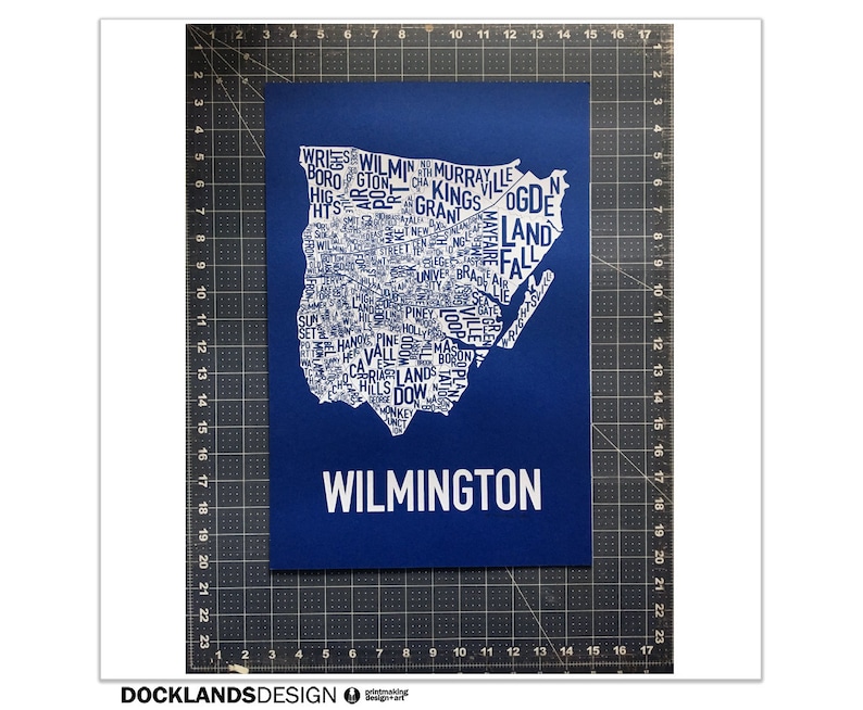 Wilmington North Carolina Neighborhoods Screen Print Map Art Etsy