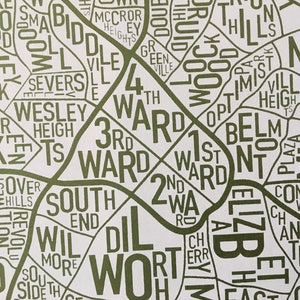 Charlotte, North Carolina Neighborhoods Screen Print image 6