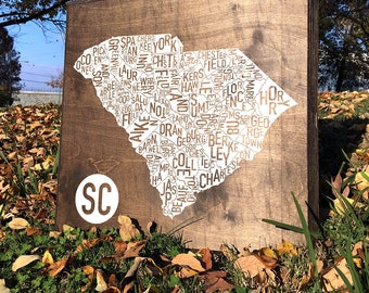 South Carolina Counties Screen Printed Map Art