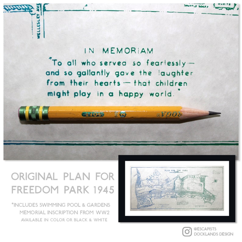 FREEDOM PARK 1945 Silkscreen print Restored from Original Hand Drawn Map image 7