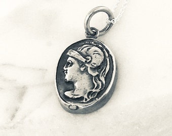 Sterling Silver Pendant Greek Myth Athena goddess of WISDOM, CLEVERNESS and SKILL