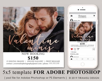 Valentines Day Mini Session Template, Valentines Day Minis Template, Instagram Template, Photography Marketing Board, val19-4