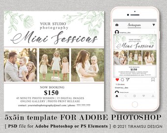 Mini Session Template, Mini Session Template Photoshop, Instagram Template, Photo Marketing Board, Photography Marketing Template, MS2171