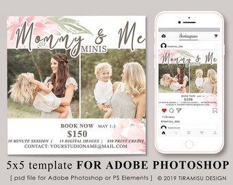 Mommy and Me Mini Session Template, Mommy and Me Marketing Board, Instagram Template, Mother's Day Photo Session Photoshop Template 18-mom