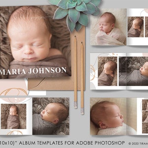 Baby Photo Album Photoshop Template, Baby Photo Book, Newborn Photo Album for Photographers, Baby First Year Photo Book, PhotoshopTemplate