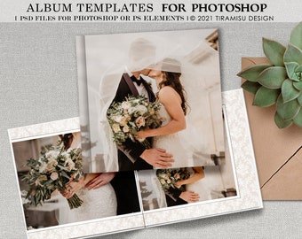 Wedding 2024 Photobook PSD Template for Photoshop, Classic Wedding Printable Photo Album, Rustic Wedding 2024 Printable DIY Photo Book