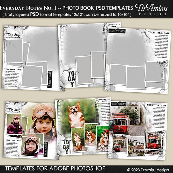 Photo Album PSD Templates, Family Photobook Template for Photoshop