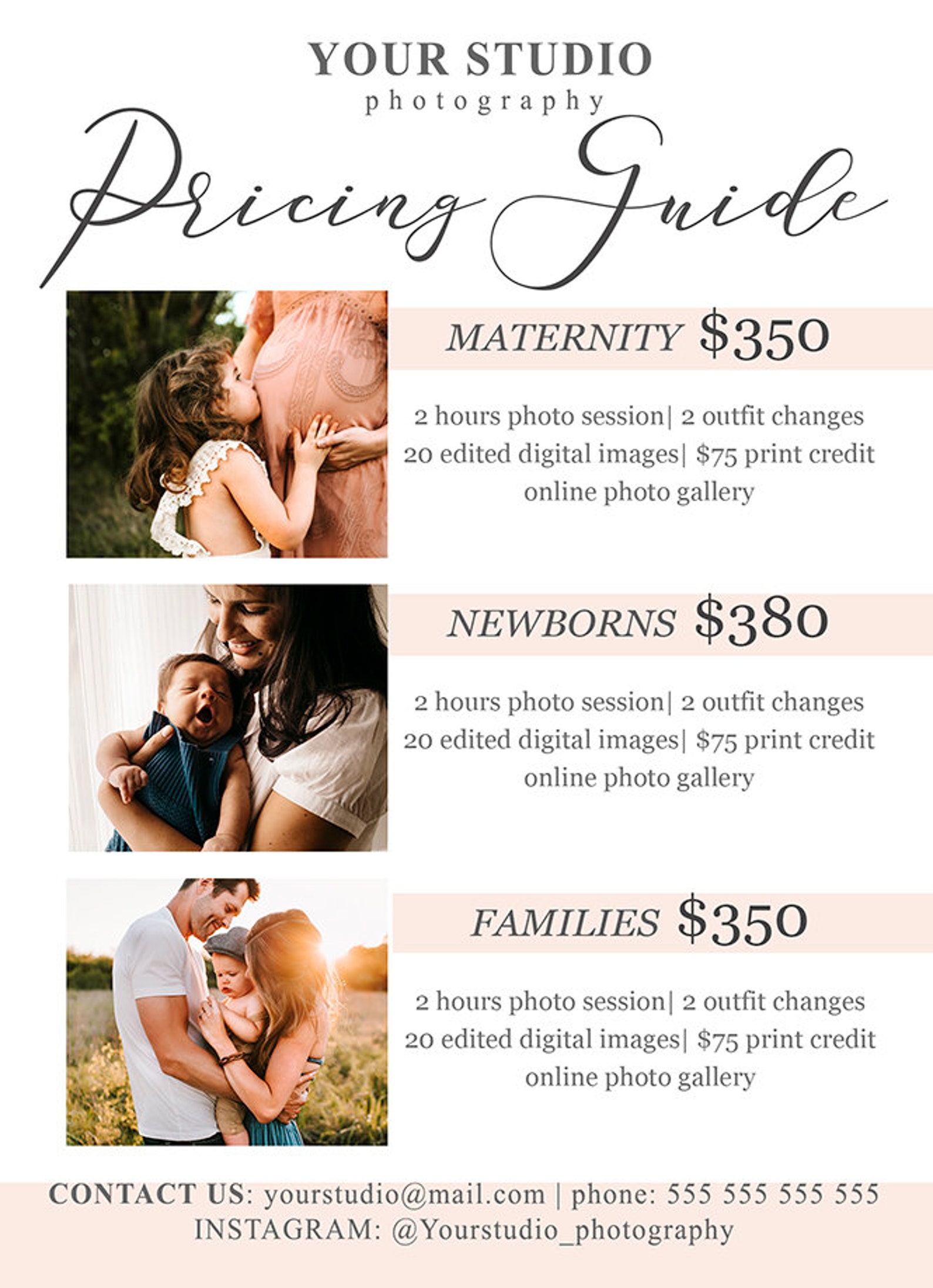 Photography Pricing Guide Template Photography Price Guide Etsy