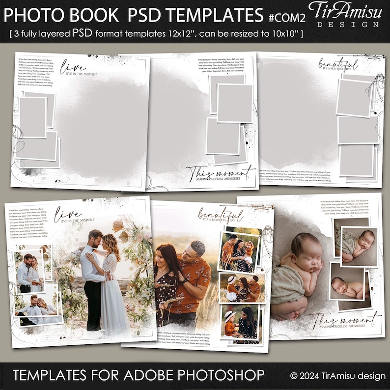 Photo Album Templates: PSD Files for Photoshop | Editable Photobook ...