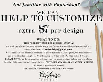 Template Customization, Card Customization Service, Template Help Service, Photoshop Template Help