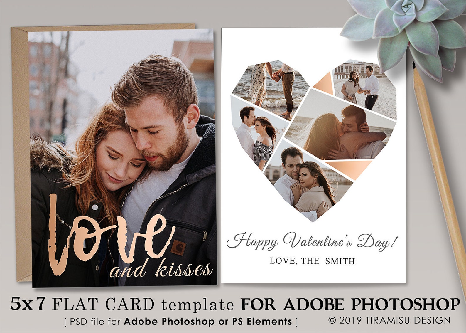 Valentines Day Photo Card Template Heart Collage Photoshop - Etsy