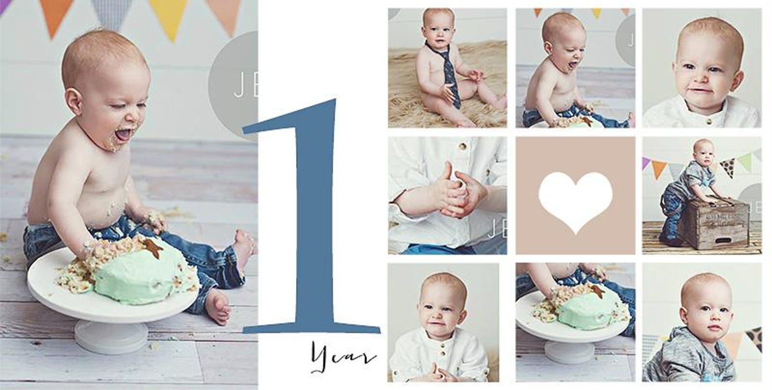 Baby 1 Year Photo Album Photoshop PSD Template| Newborn Photobook ...
