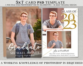 Guys Senior Graduation Announcement Template, Graduation Announcement 2023 For Boy, Senior Card, Graduation Invitation Template, GR19-4