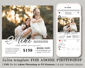 Mini Session Template, Mini Session Template Photoshop, Instagram Template, Photo Marketing Board, Photography Marketing Template, MS2172