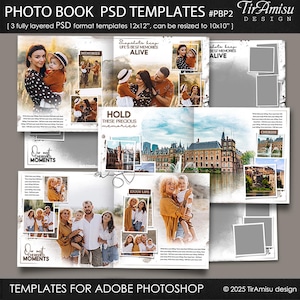 Photo Album PSD Templates for Photoshop| Family Photobook| Baby Photo Album Template| Wedding  Printable Photo Book 12x12in, 10x10in| PBP2