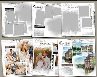 Photo Album Templates: PSD files for Photoshop | Editable Photobook Layouts for Baby, Wedding & Family Albums, Memory Book Design Kit |  ED4