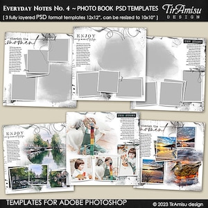 Photo Album PSD Templates for Photoshop| Family  Photobook| Printable Wedding Album| Travel Book| Baby Photo Book 12x12in, 10x10in| ED8