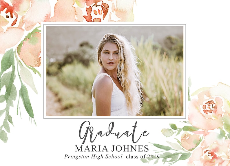 Senior Graduation Announcement Template Photoshop Card Template Photography Template sku grad19-9 Graduation Invitation Template