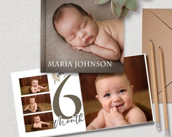 Baby First Year Photobook PSD Template for Photoshop, Newborn DIY Printable Photo Album Templates, Baby Photo Book PSD Template, BA2111