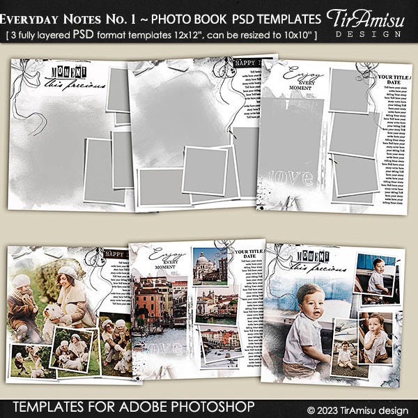 Photo Album PSD Templates, Family Photobook Template for Photoshop, Baby Photo Album Template, Wedding Album, 12x12in, 10x10in, ED3