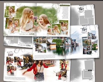 Photo Album Templates: PSD files for Photoshop | Editable Photobook Layouts for Baby, Wedding & Family Albums, Memory Book Design Kit | PBP4