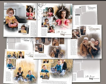 Photo Album Templates: PSD files for Photoshop | Editable Photobook Layouts for Baby, Wedding & Family Albums, Memory Book Design Kit| PBP12