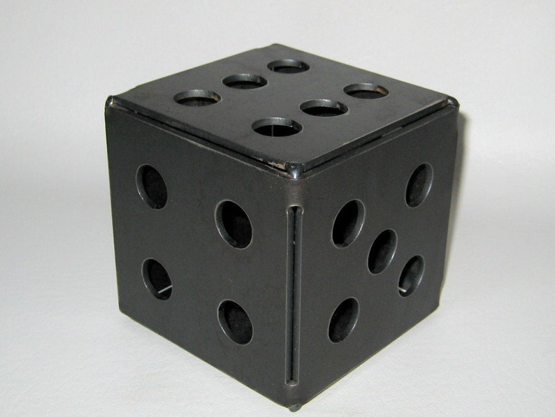 Dice Pen Holder Welded Handmade Metal Desk Decoration Plasma Etsy