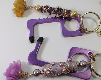 Versatile No-Touch Door Opener: Handcrafted Artisan Bead, Decorative Key Chain, and Bag Charm – A Unique Mother's Day Gift for Her