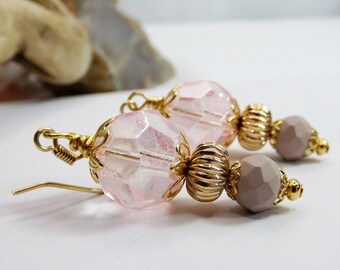 Handcrafted Beaded Drop Earrings - A Captivating Fusion of Spring and Summer Jewelry - Radiant Pink and Gold - Truly Unique Gift for Her