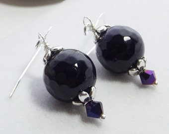 Chunky Purple Agate Drop Earrings Enhanced with Delicate Glass Beads - Embrace Boho Chic with This Unique and Stylish Gift for Her