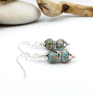 Earthy Blue Green Beaded Earrings Using Jasper Rondelles: Embrace the Coastal Cowgirl Vibe and Elevate Your Style  - A Unique Gift for Her