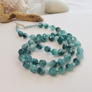 Artisan-Crafted Green Quartz Necklace Enhanced with Crystals and Glass Beads: Perfect Earthy Summer Gift for Her