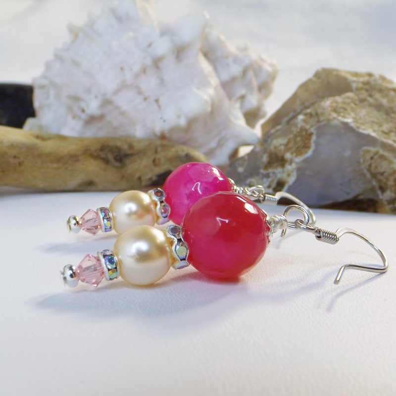 Hot Pink Metallic Earrings
