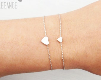 Mother daughter heart bracelets. Choose rose gold, silver or gold. Dainty heart bracelet